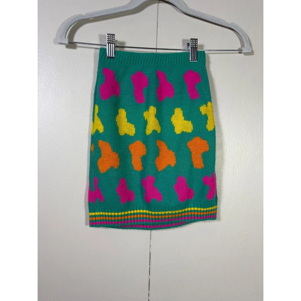 Vtg Miniwaves Kids Giraffe Knit Sweater Skirt Set S kidcore Kitsch 80s 90s